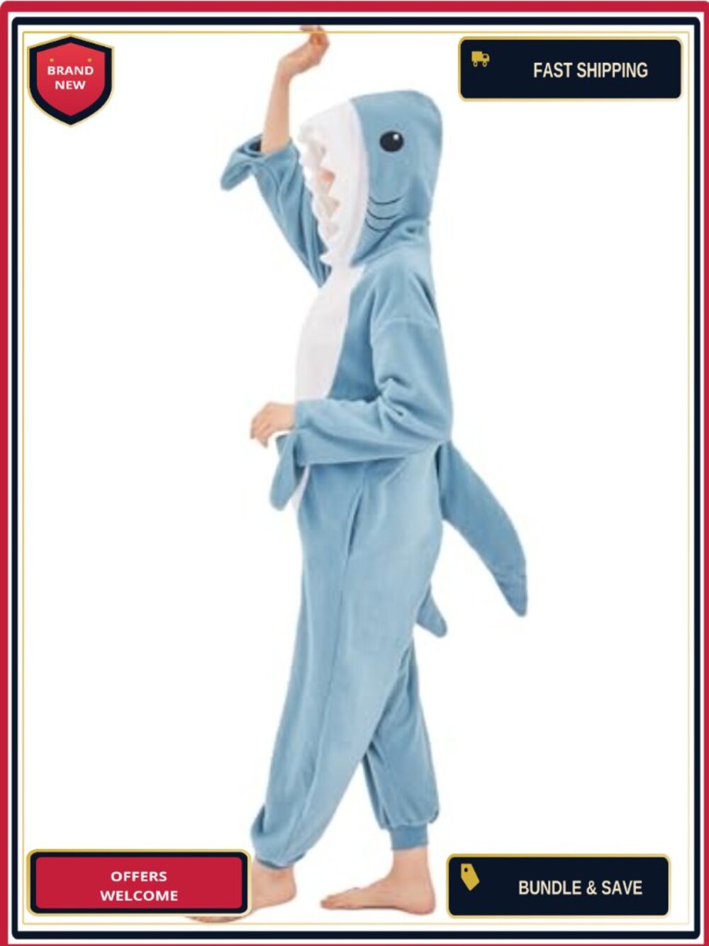 Unisex Adult Shark Onesie Pajama Flannel Fleece Halloween Costume Sleepwear